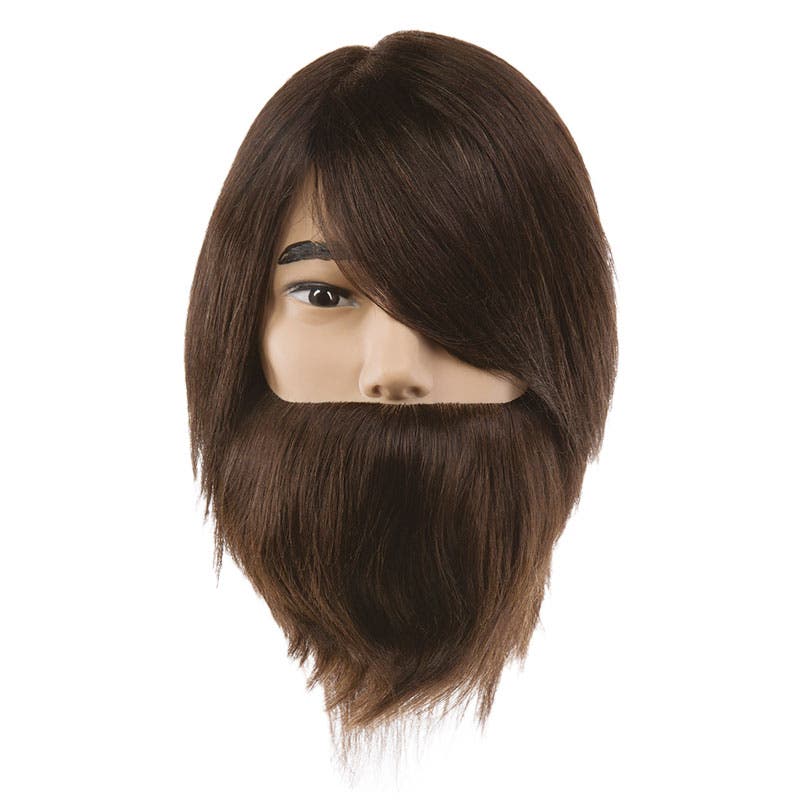 Professional Mannequin Head - PIVOT POINT Samuel Bearded - Male Dark Brown 100% Human Hair