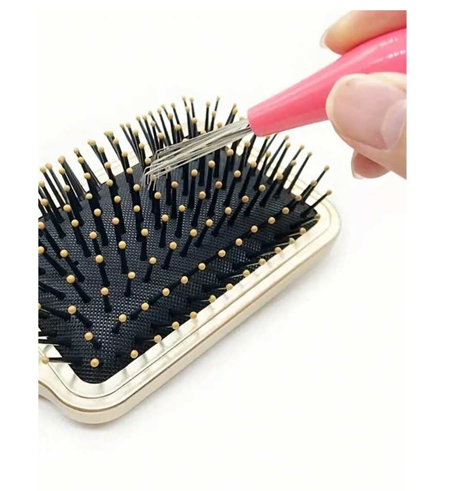 Hair Brush Cleaning Tool Comb Mini Plastic Handle - Pink