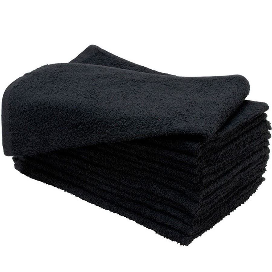 10 BLACK 110g SSS SALON TOWEL 100% COTTON HAND TOWELS BARBER BEAUTY GYM HOTEL SPA 40x70
