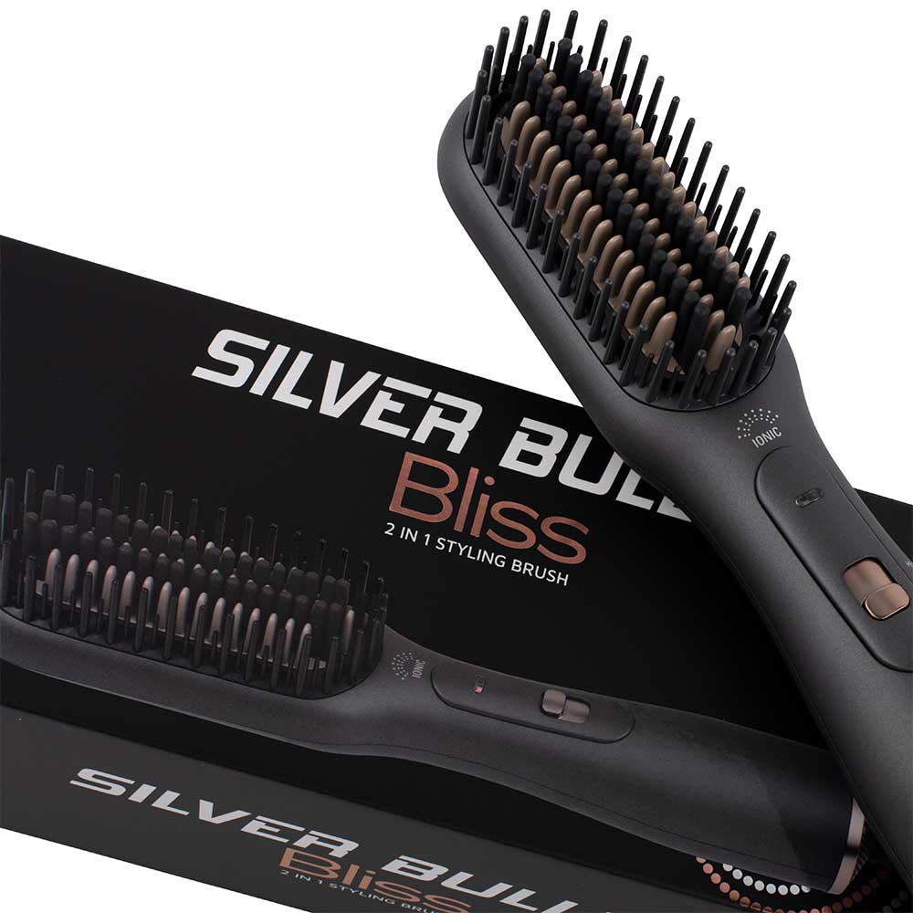Silver Bullet Bliss 2-in-1 Hot Air Straightening Brush - Ionic Ceramic, Frizz-Free