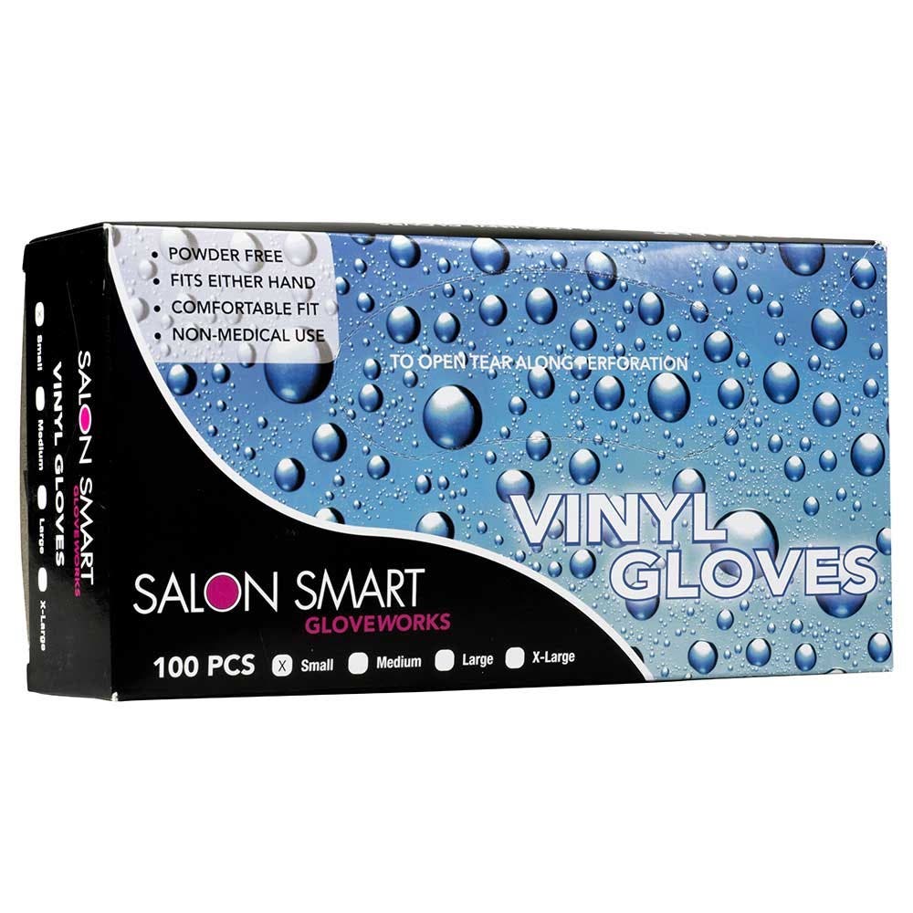 Salon Smart BLACK Gloveworks Professional Vinyl Gloves, Small 100pk