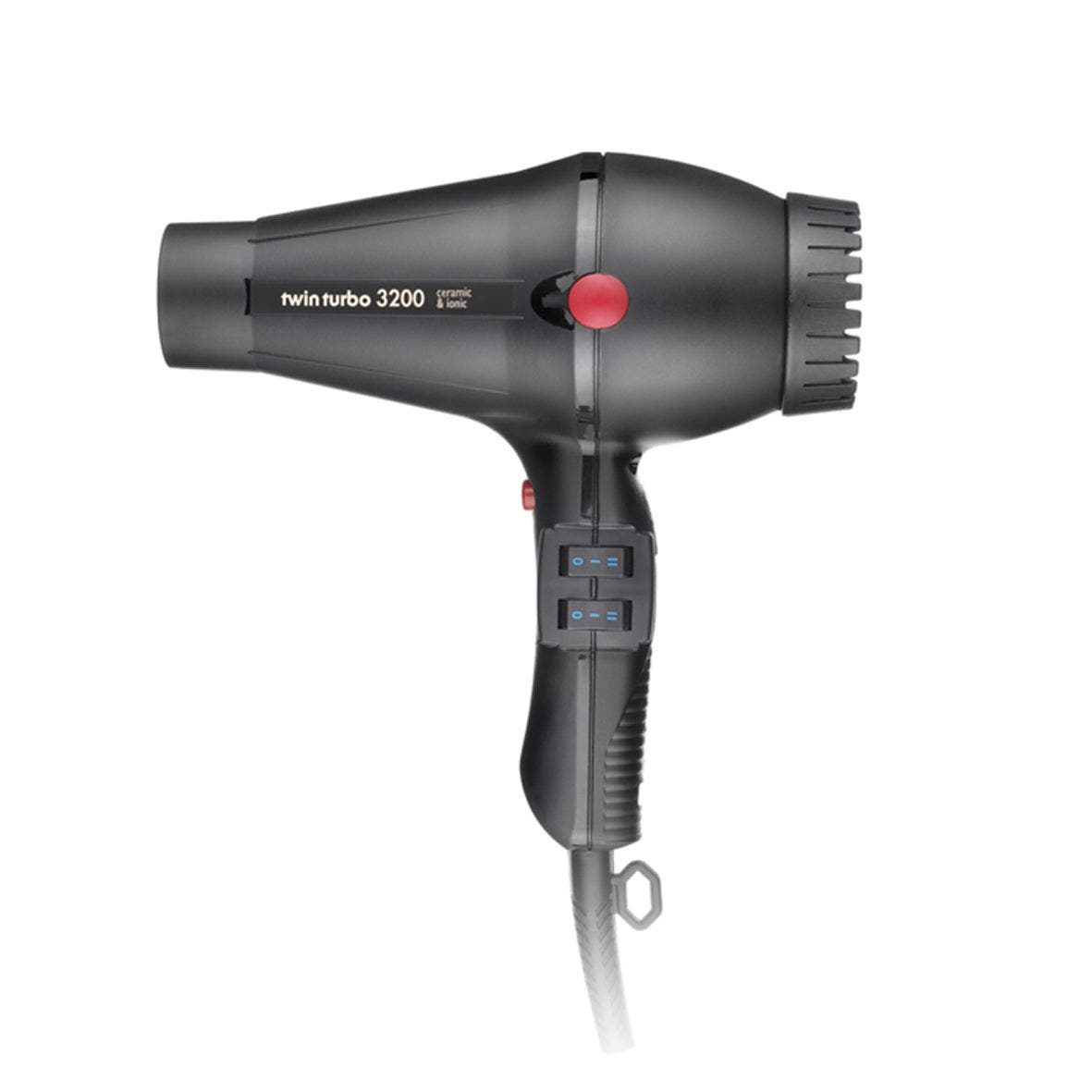 TwinTurbo Black 3200 Dryer & Nozzles Ceramic & Ionic Made in Italy
