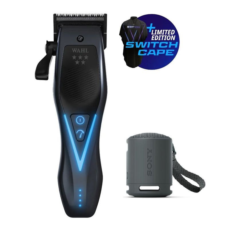 Wahl 5 Star Vapor Switch cordless clipper with bonus cape graphic and Sony portable speaker