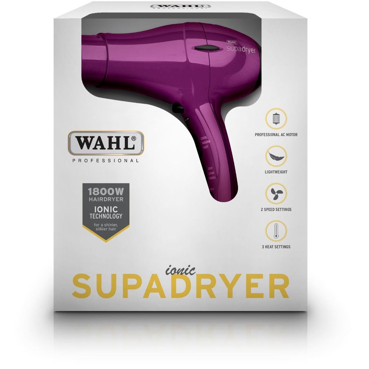 Wahl Supadryer Ionic Hair Dryer with Diffuser & Nozzle 1800W (3m Cord)