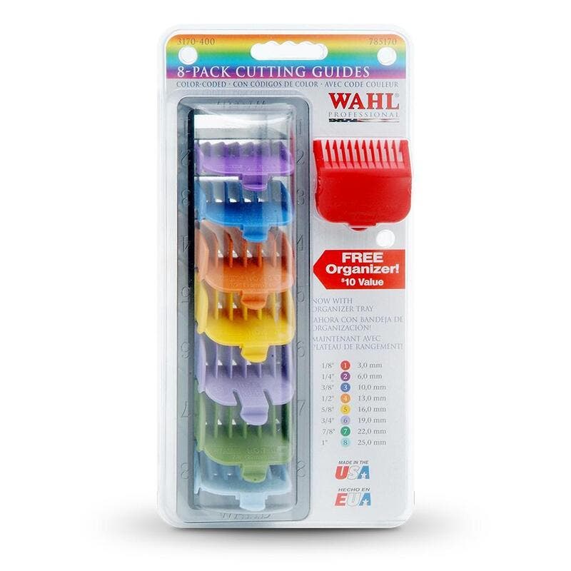 Wahl Professional 8 Color Coded Cutting Guides with Organizer #3170-400