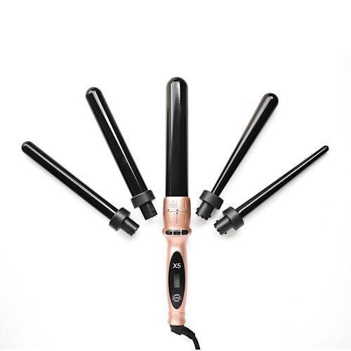 H2D Rose Gold X5 Professional Curling Wand with Mat, Glove & Clips